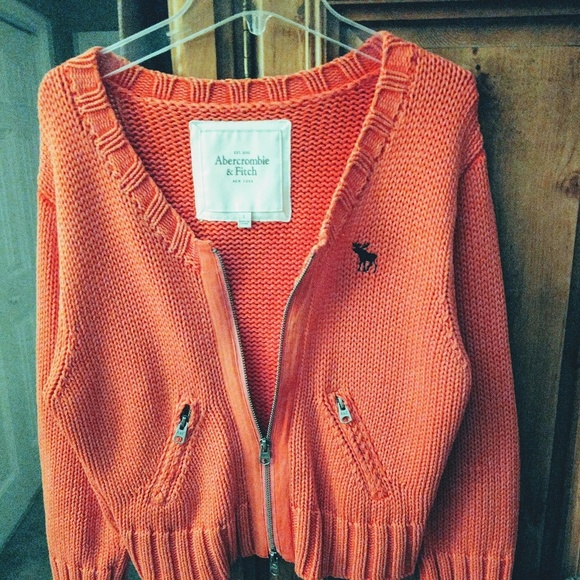 Abercrombie and Fitch Orange Zip Cardigan🎃 - Picture 6 of 8